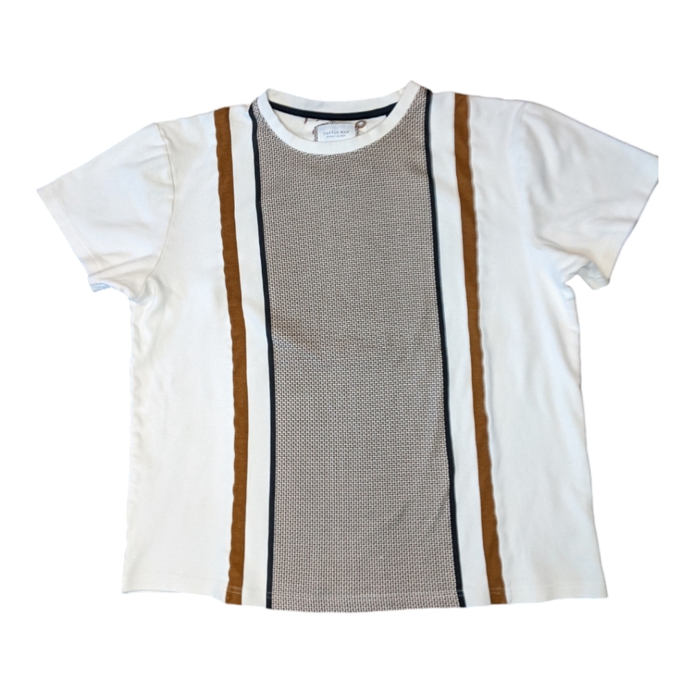 Cactus Man Ricky Singh Men's T-shirt Size Large Short Sleeves Beige Cream Color